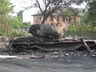 グルジア軍のT-72戦車の残骸