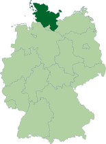 Map of Germany, location of شلسڤيگ-هولشتاين highlighted