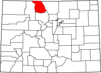 Map of Colorado highlighting جاكسون
