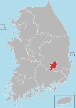 خريطة كوريا الجنوبية موضح عليها موقع دايگو.