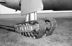 Experimental tracked landing gear on a B-36 Peacemaker