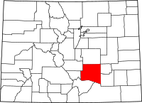 Map of Colorado highlighting بويبلو