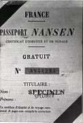 Nansen passport for refugees
