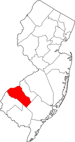 Map of New Jersey highlighting Gloucester County