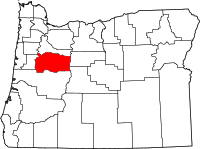 Map of Oregon highlighting لين