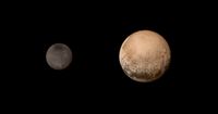 Pluto and Charon as viewed by New Horizons (color; July 11, 2015).