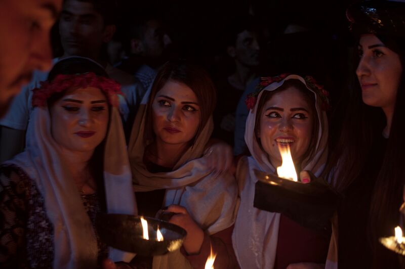 ملف:Pilgrims and festival at Lalish on the day of the Yezidi New Year in 2017 21.jpg
