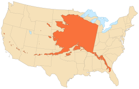 The area of Alaska is 18% of the area of the United States and 21% of the area of the contiguous United States.