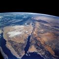 صورة التقطت بالقمر الصناعي لجزيرتي تيران وصنافير وشبه جزيرة سيناء