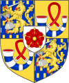 Personal arms of Beatrix and her sisters. The inescutcheon is their father's arms of Lippe.[7]
