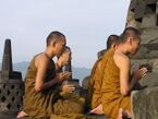 Monks chanting at Borobudur, Indonesia