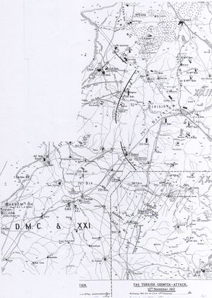 Detail of Falls Map 9 shows EEF attacks from 12 to 14 November and infantry attack on 13 November