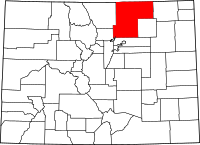 Map of Colorado highlighting ويلد