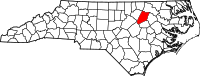 Map of North Carolina highlighting ناش