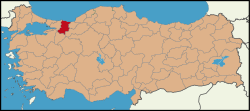 موقع صقاريا على خريطة تركيا