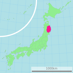 خريطة اليابان، مبين فيها إي‌واته