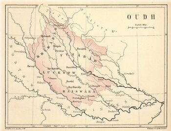 The Kingdom of Oudh in 1856 (red)