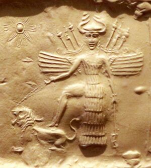 Ishtar on an Akkadian seal.jpg