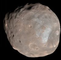 Color image of Phobos obtained by Mars Reconnaissance Orbiter on March 23, 2008.