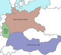 خطة التقسيم من ونستون تشرشل:   دولة شمال ألمانيا   دولة جنوب ألمانيا، وتضم النمسا والمجر الحاليتين   دولة ألمانيا الغربية