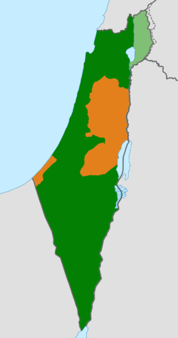 Map indicating locations of Israel and State of Palestine