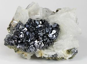 Galena with baryte and pyrite