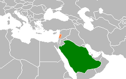 Map indicating locations of Saudi Arabia and Lebanon