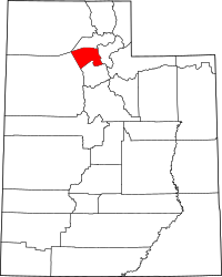 Map of Utah highlighting ديفيز