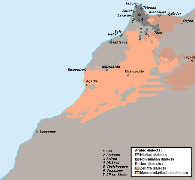 ملف:Morocco - Linguistic map.png