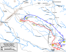 Routes of Federal and Confederate cavalry to Trevilian Station, June 7-10, 1865