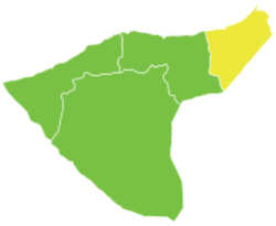 موقع منطقة المالكية في محافظة الحسكة