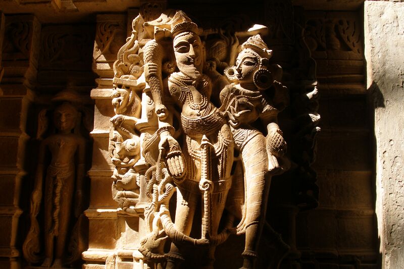 ملف:Jaisalmer, India, Jaisalmer Fort, Jain Temple, Art 2.jpg