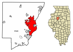 Location of Peoria in Peoria County, Illinois.