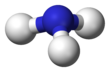 نموذج الكرة والعصا لجزيء الأمونيا.