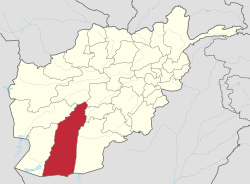 خريطة أفغانستان موضح عليها موقع ولاية هلمند.