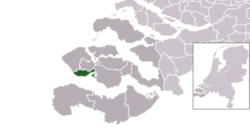 موقع فلسنگن على خريطة بلدية زيلاند.