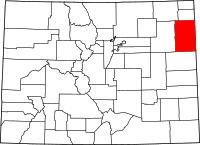 Map of Colorado highlighting يوما