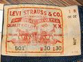 Tag from a pair of Levi 501 button fly jeans