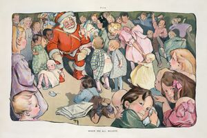 Rose O'Neill - When We All Believe (Santa Claus and children illustration from the 1903 December 2 issue of Puck).jpg