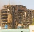 مبنى القيادة العامة للقوات المسلحة السودانية في الخرطوم بعد الاشتباكات.