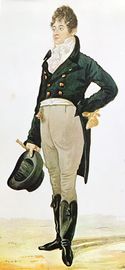 بو بروميل (1776-1840) طرح سلف البدلة الزرقاء الحديثة.