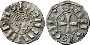 Denier à l'effigie de Bohémond III de la Principauté d'Antioche, 1149-1163.jpg