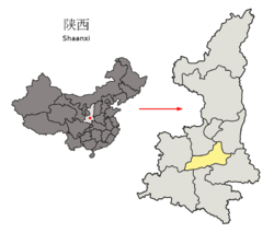 Location of Xi'an City jurisdiction in Shaanxi