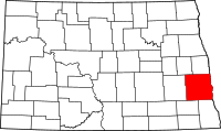 Map of North Dakota highlighting كاس
