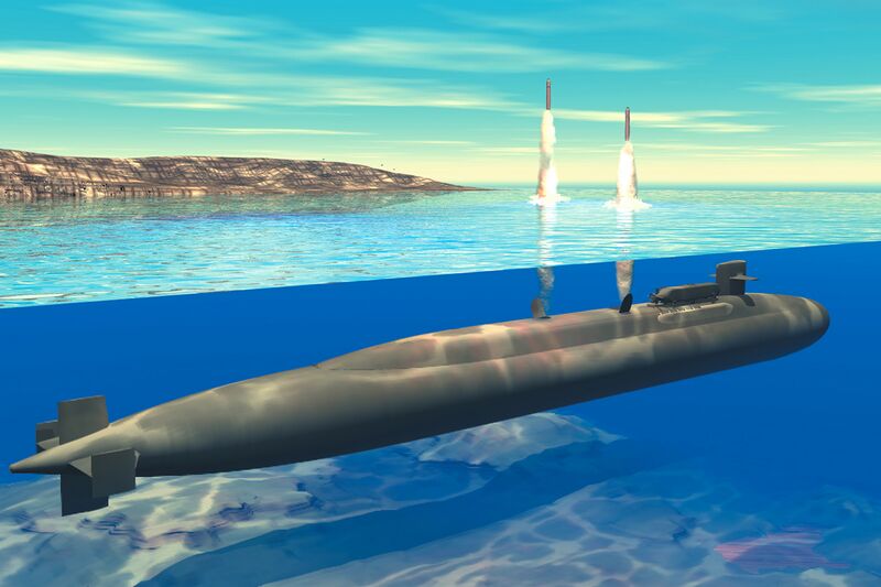 ملف:Ohio-class submarine launches Tomahawk Cruise missiles (artist concept).jpg
