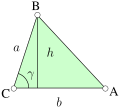 ثلاثة حواف AB و BC و CA، كل منها بين رأسين من مثلث.