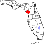 A state map highlighting Levy County in the corner part of the state. It is large in size.