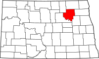 Map of North Dakota highlighting رامسي