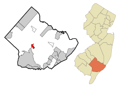 خريطة توضح موقع مايز لاندنگ في مقاطعة أتلانتك، نيوجرزي.