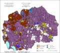 الجماعات العرقية الرئيسية حسب المدينة ويظهر الألبان باللون البني، تعداد 2002.